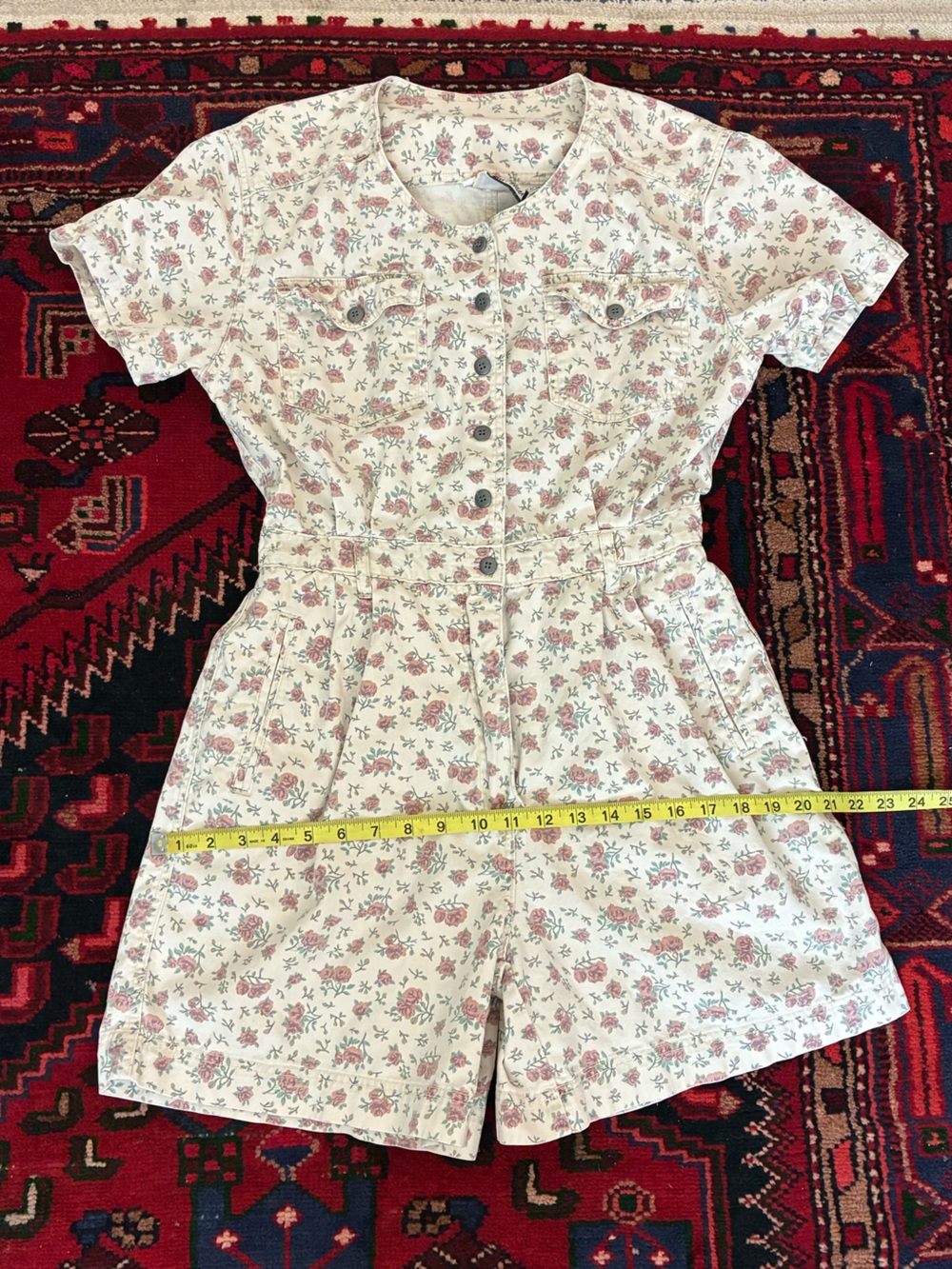 Vintage 90s Bill Blass Floral Jean Romper - Picture 6 of 10